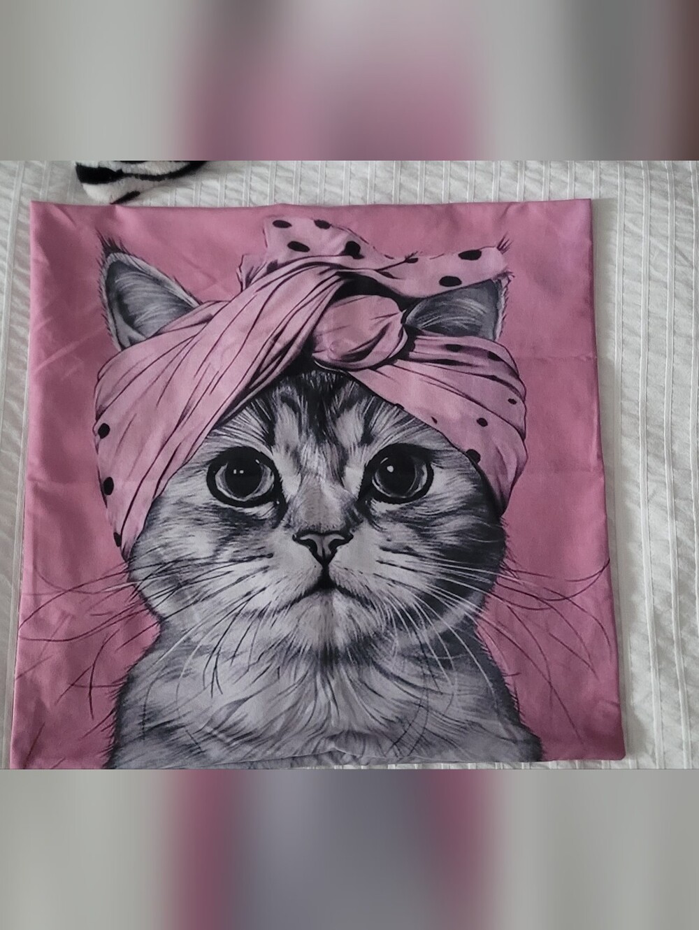 💲5/25💲Pink Cat Print Throw Pillow Case